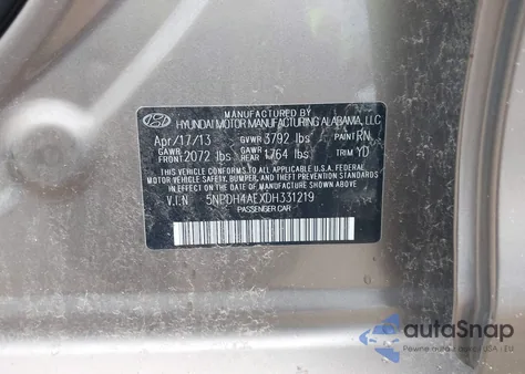 2013 Hyundai Elantra Gls z USA, uszkodzony, nr VIN 5NPDH4AEXDH331219